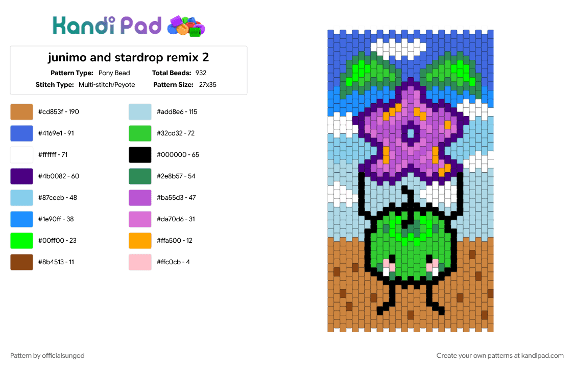 junimo and stardrop remix 2 - Pony Bead Pattern by officialsungod on Kandi Pad - green, light blue, orange