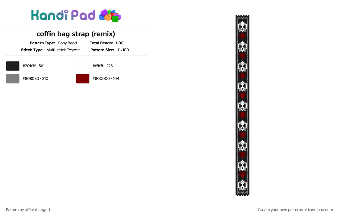 coffin bag strap (remix) - Pony Bead Pattern by officialsungod on Kandi Pad - brown, gray