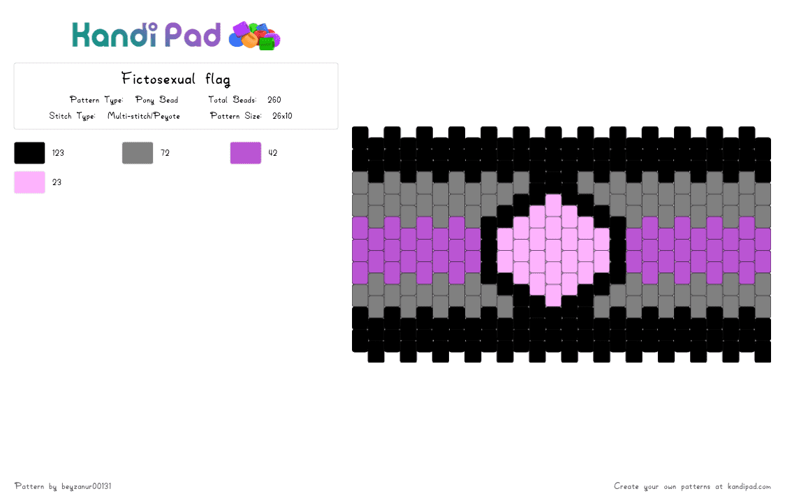 Fictosexual flag - Pony Bead Pattern by beyzanur00131 on Kandi Pad - gray,pink