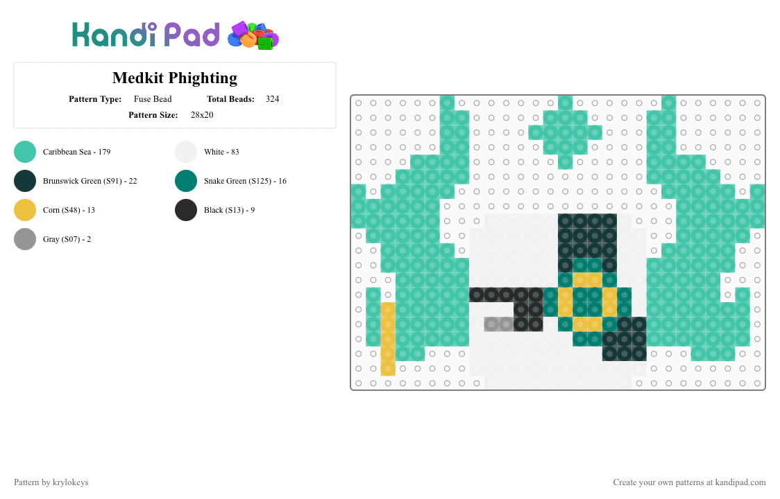 Medkit Phighting - Fuse Bead Pattern by krylokeys on Kandi Pad - teal