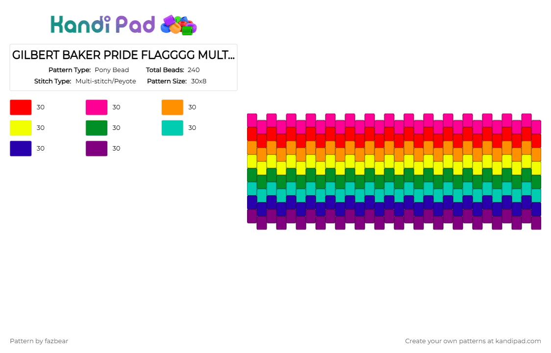 Gilbert baker pride flag - Pony Bead Pattern by fazbear on Kandi Pad - pink