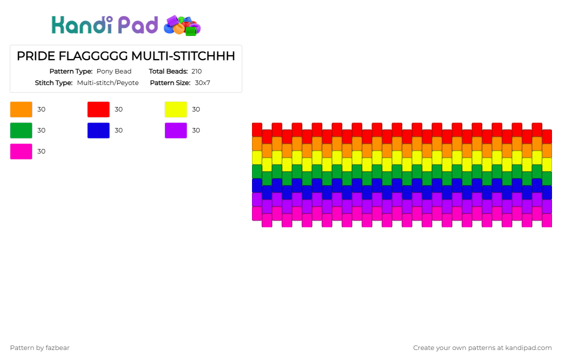 Pride flag - Pony Bead Pattern by fazbear on Kandi Pad - purple