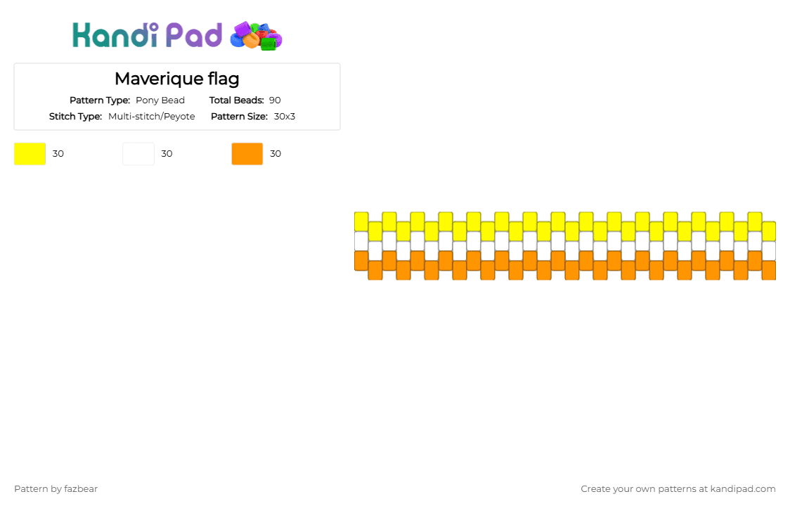 Maverique flag - Pony Bead Pattern by fazbear on Kandi Pad - yellow,orange