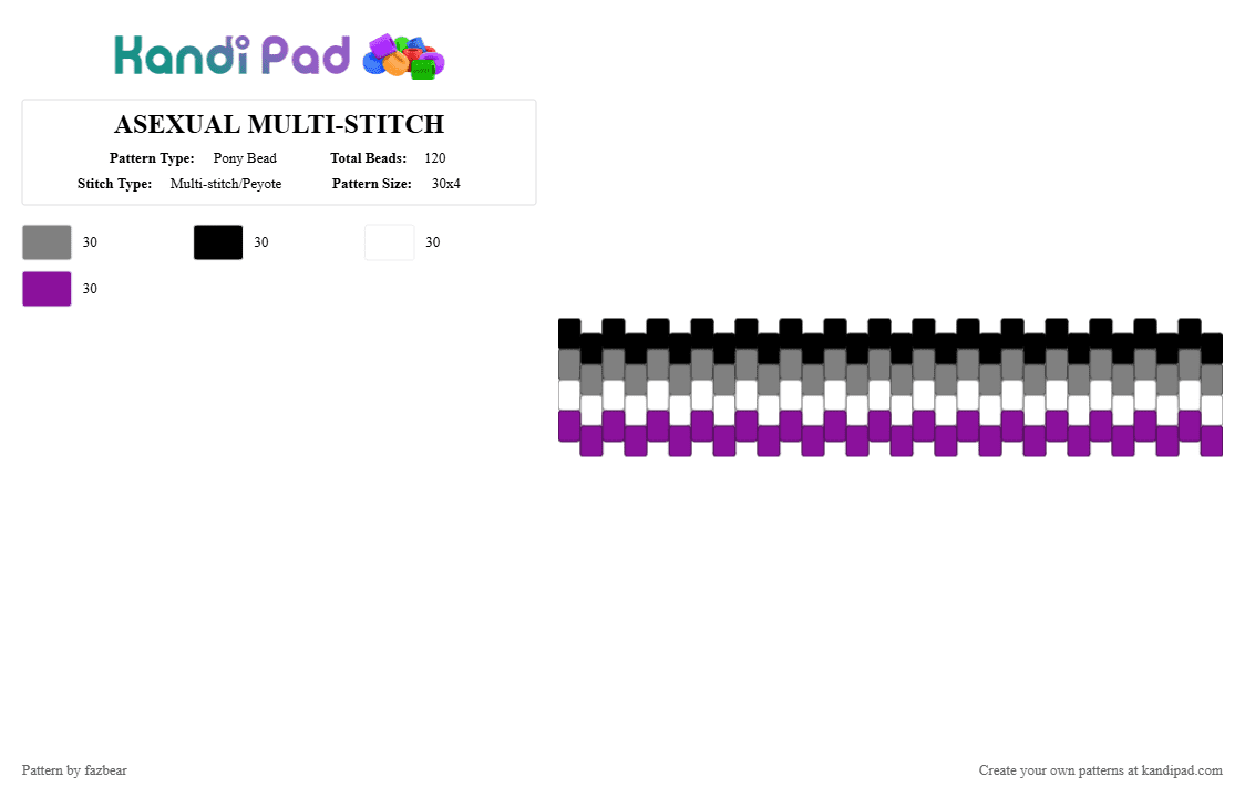 Asexual flag - Pony Bead Pattern by fazbear on Kandi Pad - gray,pink