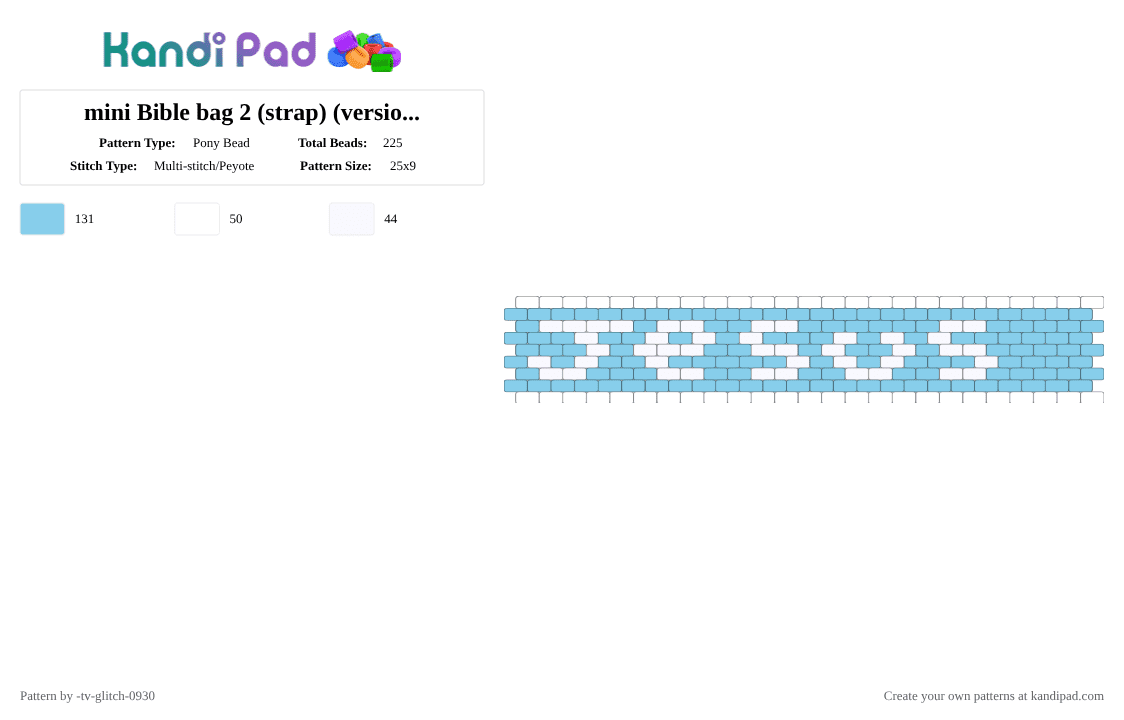 mini Bible bag 2 (strap) (version 1) - Pony Bead Pattern by -tv-glitch-0930 on Kandi Pad - white,light blue,jesus,bible bag,bag strap,strap,bible