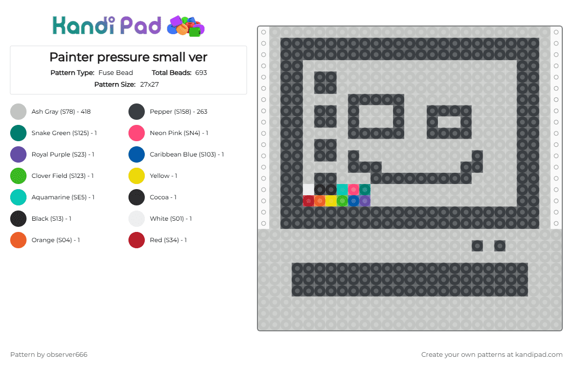 Painter pressure small ver - Fuse Bead Pattern by observer666 on Kandi Pad - black,beige
