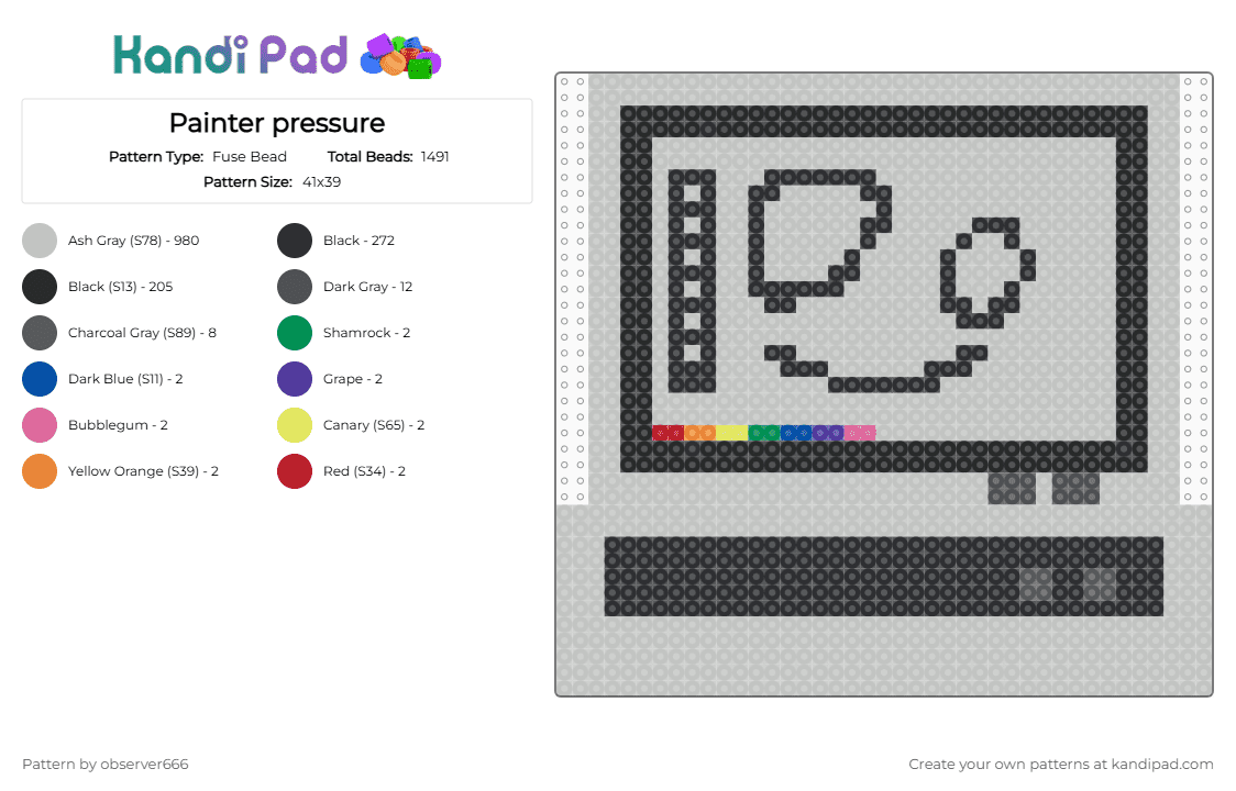 Painter pressure - Fuse Bead Pattern by observer666 on Kandi Pad - beige