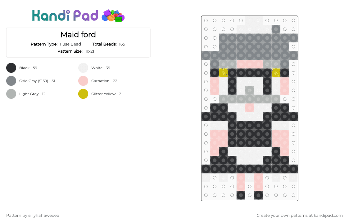 Maid ford - Fuse Bead Pattern by sillyhahaweeee on Kandi Pad - beige, gray