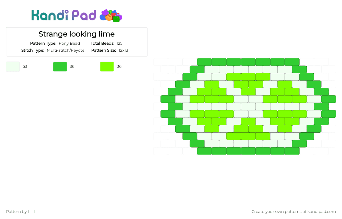 Strange looking lime - Pony Bead Pattern by l-_-l on Kandi Pad - green,white