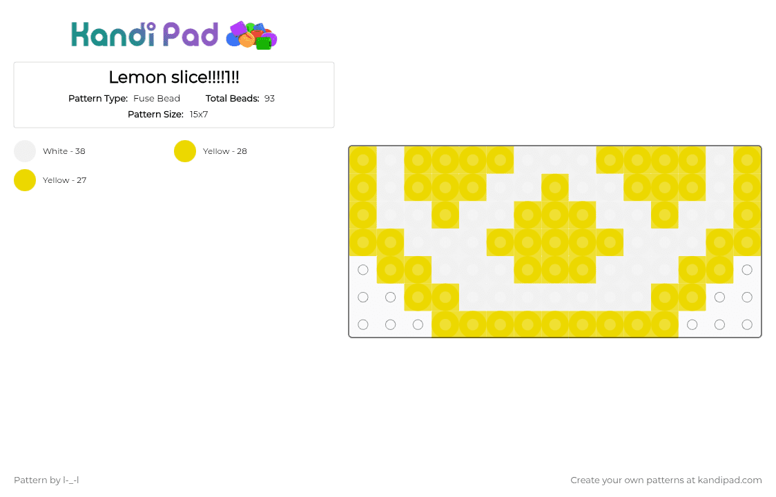Lemon slice!!!!1!! - Fuse Bead Pattern by l-_-l on Kandi Pad - yellow,white