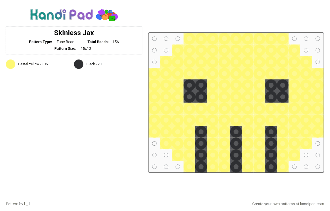 Skinless Jax - Fuse Bead Pattern by l-_-l on Kandi Pad - yellow