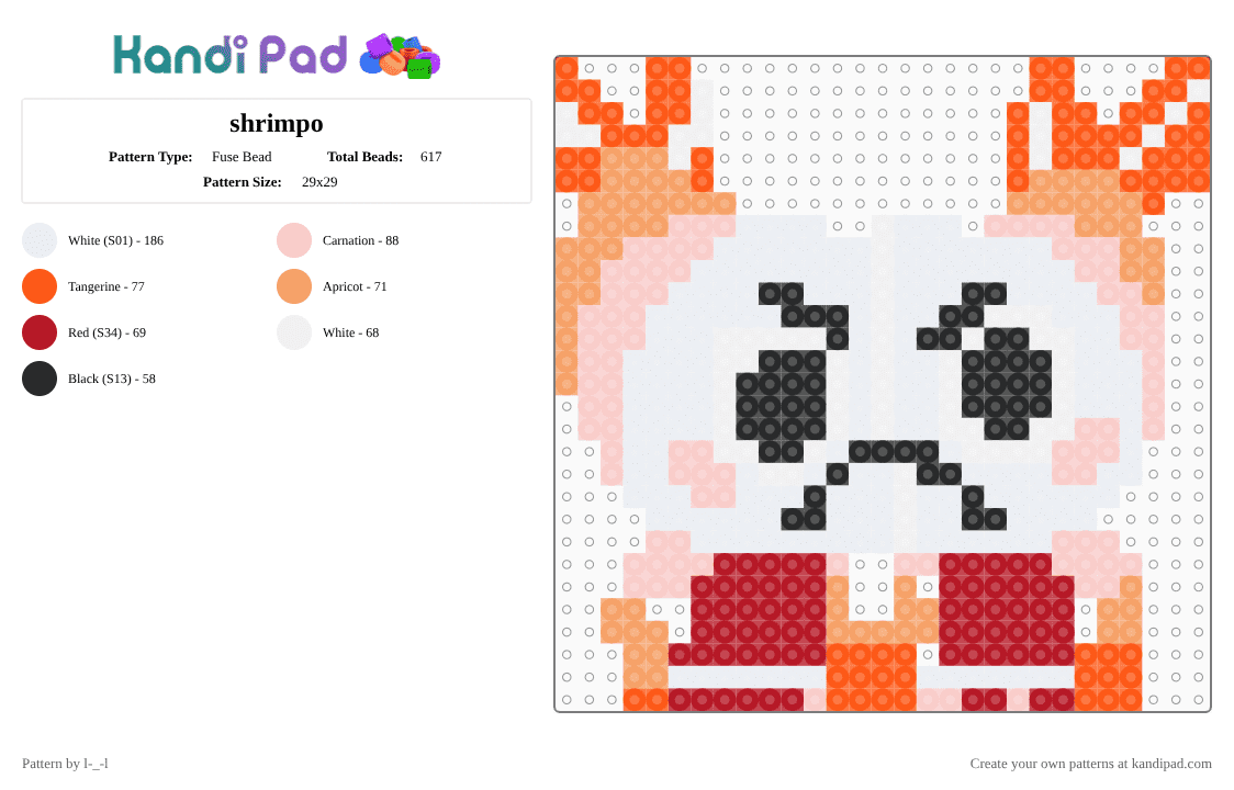 shrimpo - Fuse Bead Pattern by l-_-l on Kandi Pad - orange