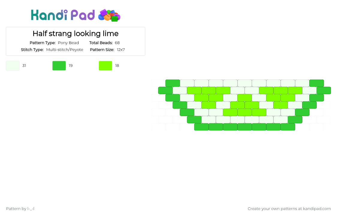 Half strang looking lime - Pony Bead Pattern by l-_-l on Kandi Pad - green,white