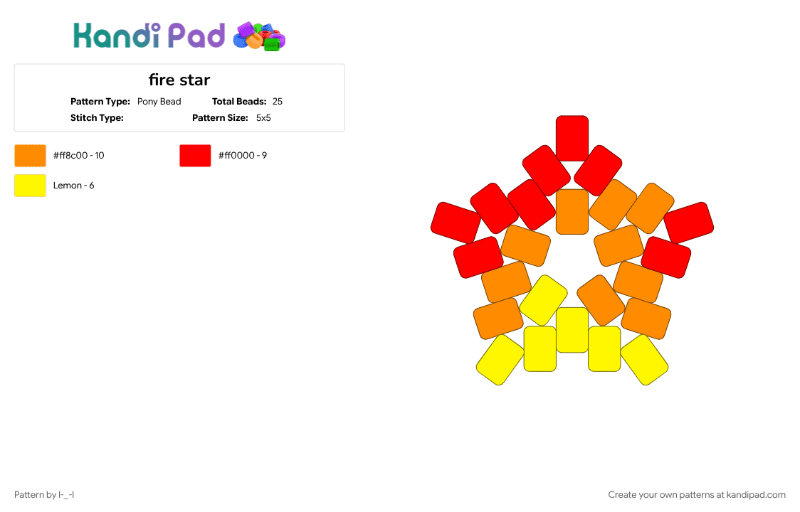 fire star - Pony Bead Pattern by l-_-l on Kandi Pad - cotdfiery, orange, red