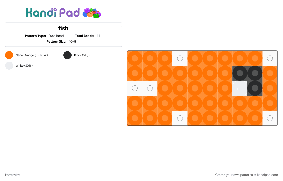 fish - Fuse Bead Pattern by l-_-l on Kandi Pad - animal, aquatic, cotdoceancreatures, cute, fish, marine, ocean, orange