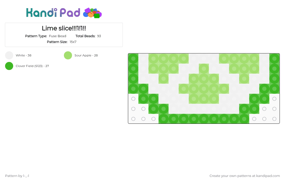 Lime slice!!!1!1!! - Fuse Bead Pattern by l-_-l on Kandi Pad - green,white