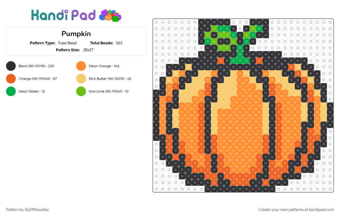Pumpkin - Fuse Bead Pattern by lily0fthevalley on Kandi Pad - do not use, orange