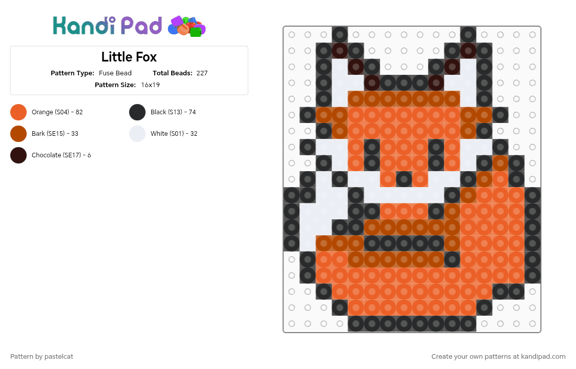 Little Fox - Fuse Bead Pattern by pastelcat on Kandi Pad - orange,fox,cute,pixelart
