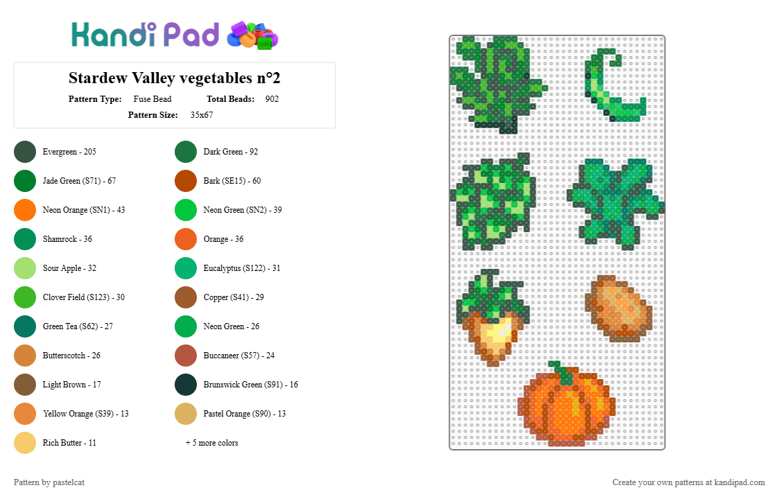 Stardew Valley vegetables n°2 - Fuse Bead Pattern by pastelcat on Kandi Pad - gray, green, orange