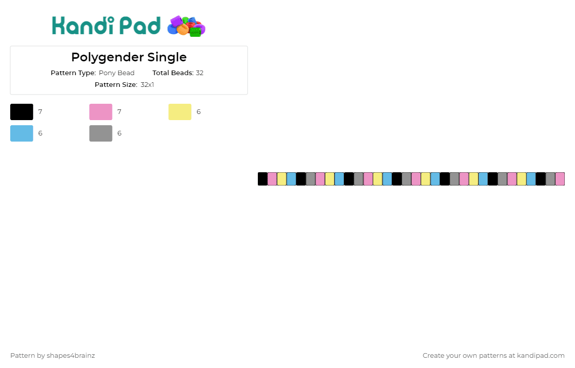 Polygender Single - Pony Bead Pattern by shapes4brainz on Kandi Pad - polygender,pride,singles