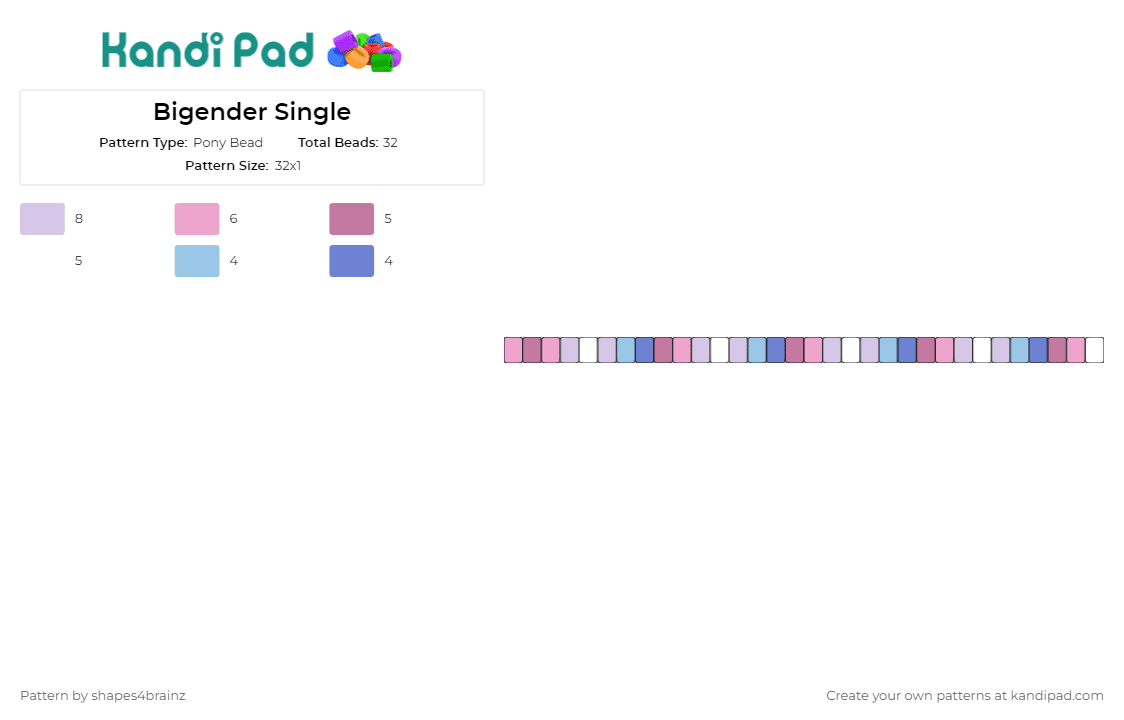 Bigender Single - Pony Bead Pattern by shapes4brainz on Kandi Pad - bigender,pride,singles