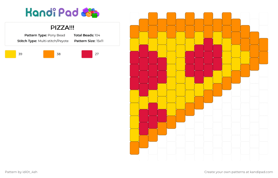 PIZZA!!! - Pony Bead Pattern by idi0t_4sh on Kandi Pad - orange,yellow,pizza,food