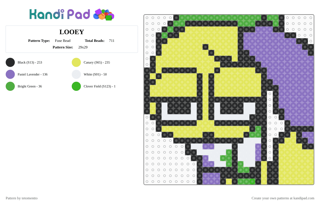LOOEY  dandys world - Fuse Bead Pattern by tetomentto on Kandi Pad - blue,yellow