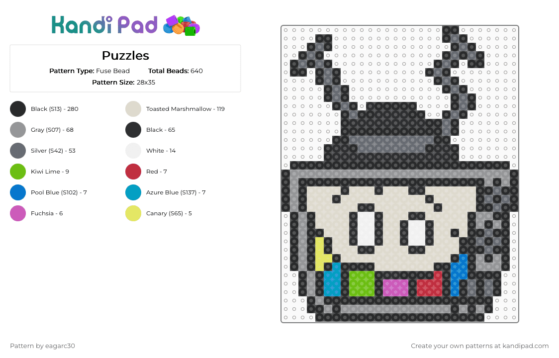 Puzzles - Fuse Bead Pattern by eagarc30 on Kandi Pad - black,gray,beige