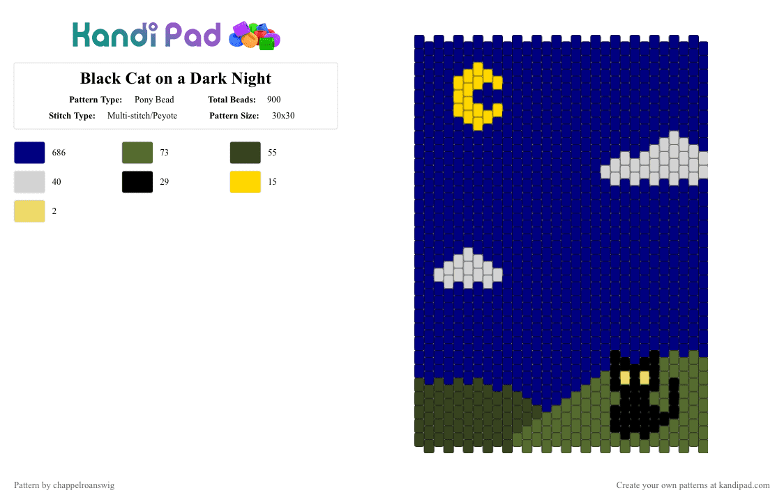 Black Cat on a Dark Night - Pony Bead Pattern by chappelroanswig on Kandi Pad - purple