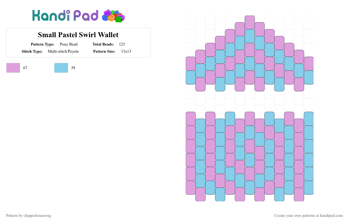 Small Pastel Swirl Wallet - Pony Bead Pattern by chappelroanswig on Kandi Pad - cute, light blue, light pink, pastel, pink, small, swirl, wallet