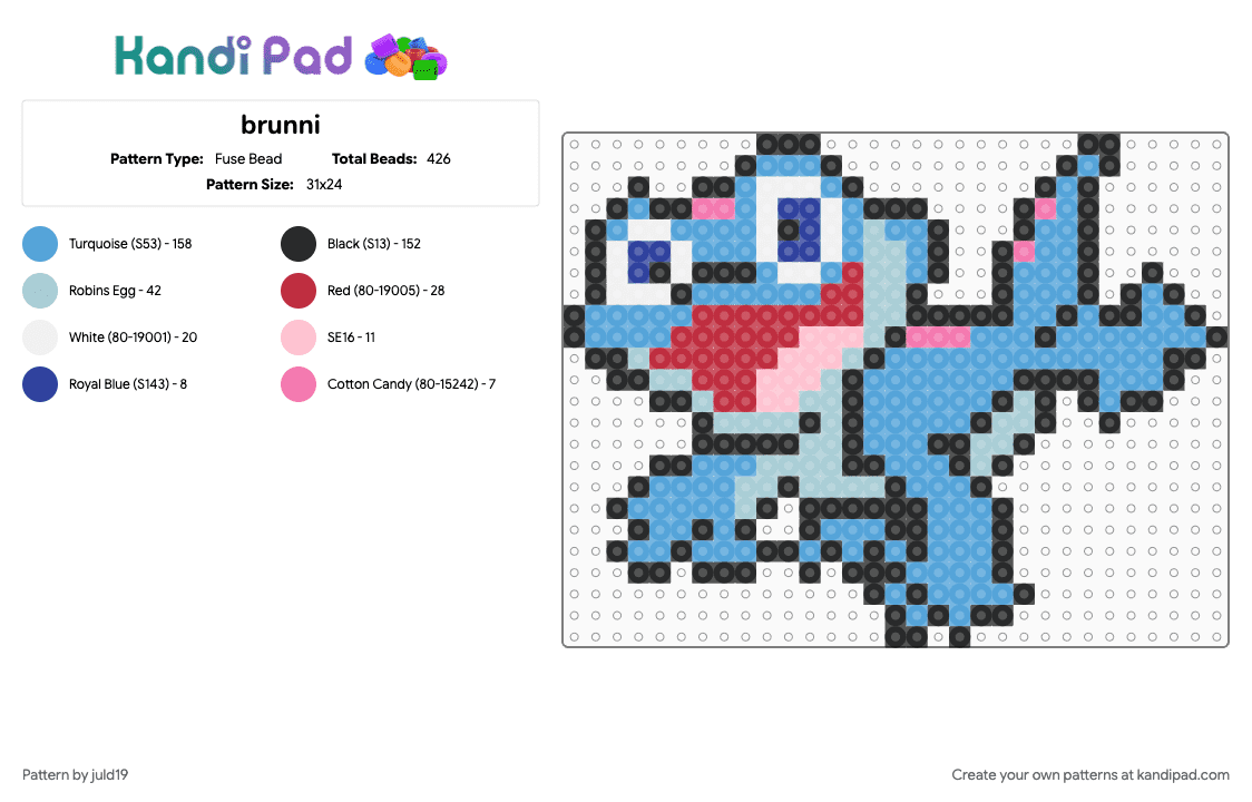 brunni - Fuse Bead Pattern by juld19 on Kandi Pad - brunni, frozen, light blue