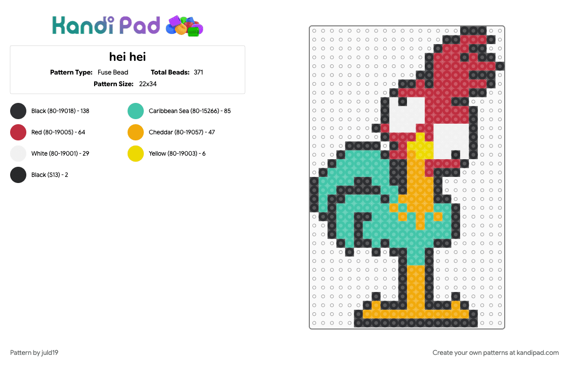 hei hei - Fuse Bead Pattern by juld19 on Kandi Pad - hei hei, moana, red, teal