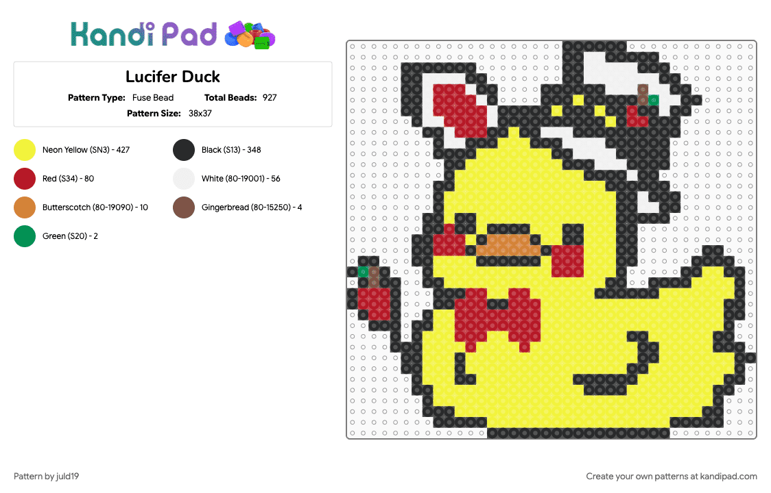 Lucifer Duck - Fuse Bead Pattern by juld19 on Kandi Pad - yellow