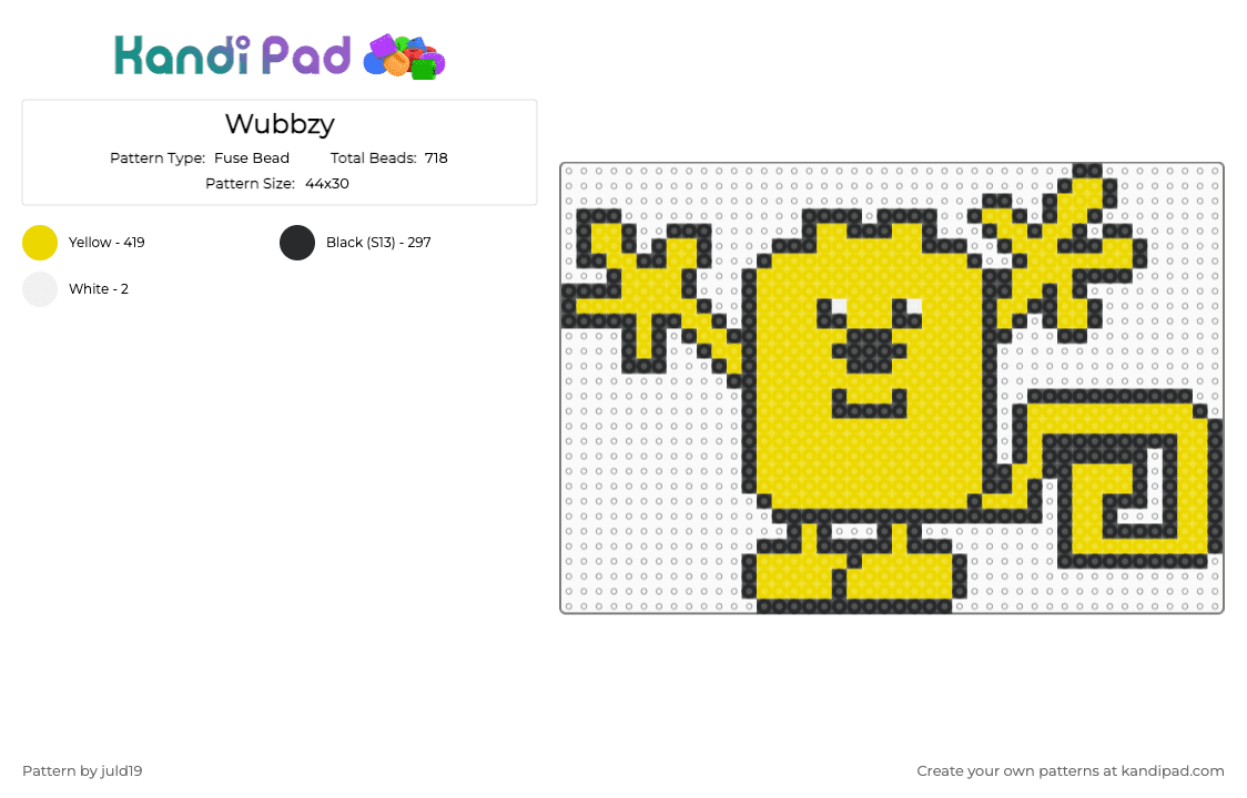 Wubbzy - Fuse Bead Pattern by juld19 on Kandi Pad - yellow