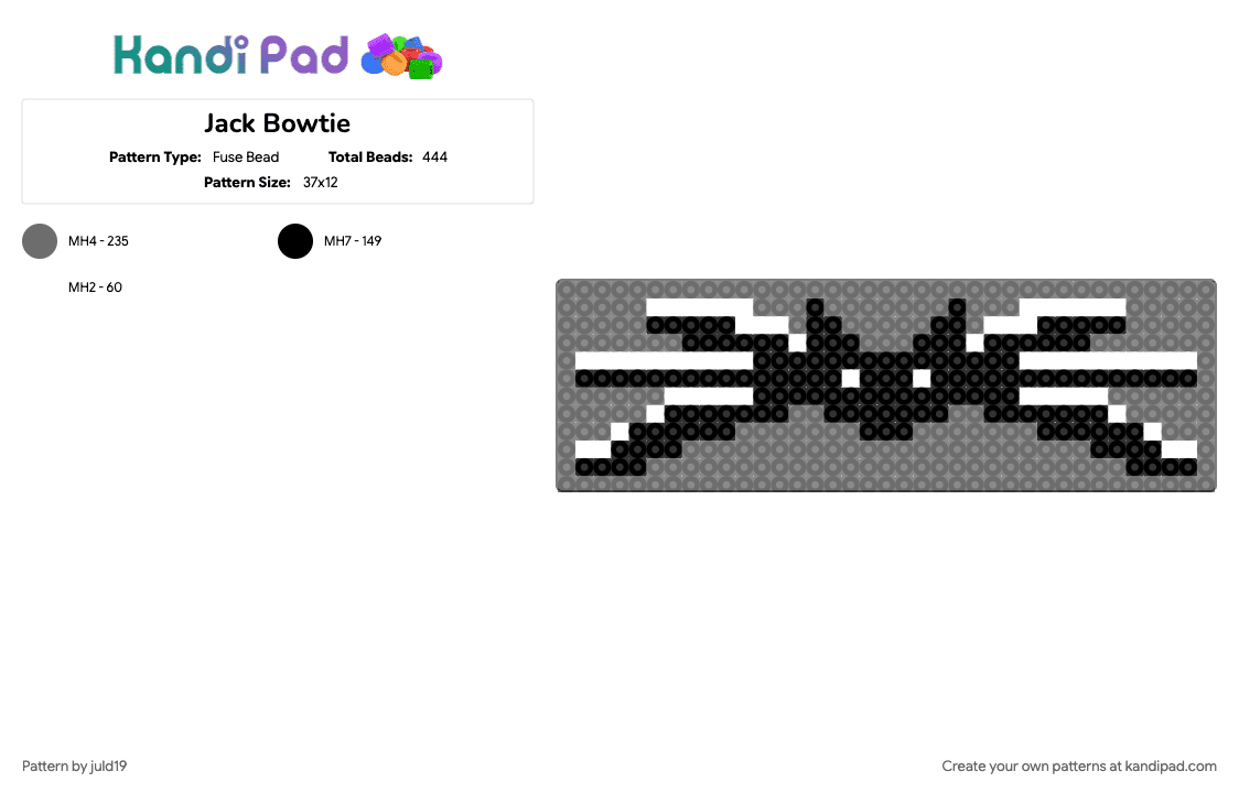 Jack Bowtie - Fuse Bead Pattern by juld19 on Kandi Pad - gray