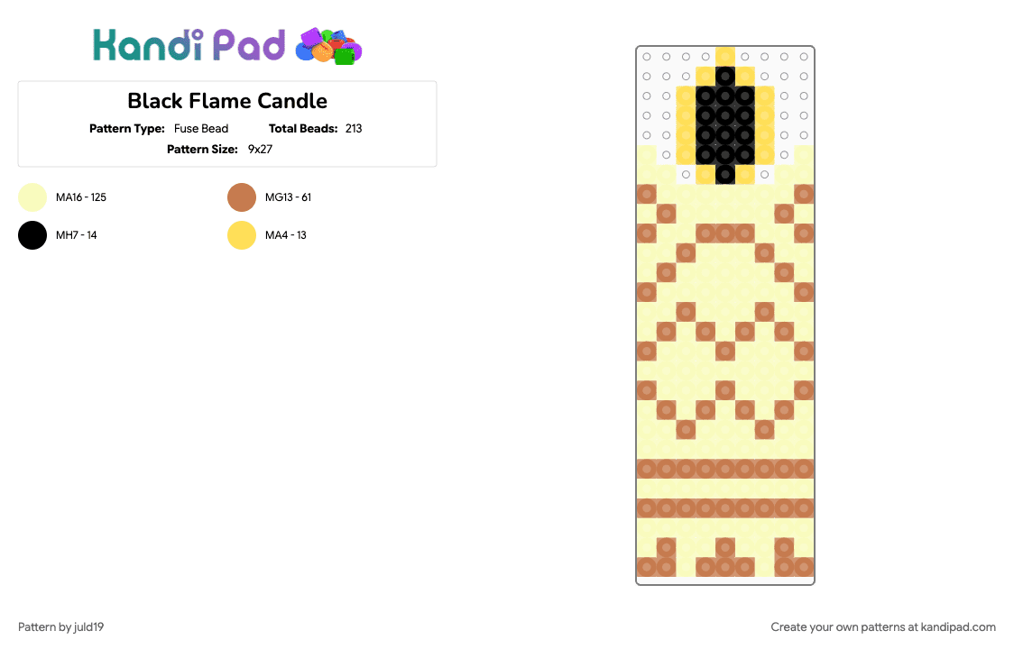 Black Flame Candle - Fuse Bead Pattern by juld19 on Kandi Pad - orange, yellow