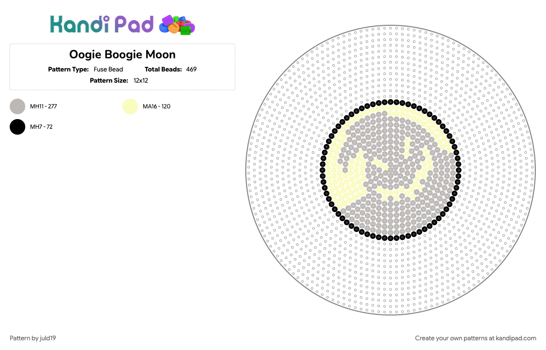 Oogie Boogie Moon - Fuse Bead Pattern by juld19 on Kandi Pad - beige, yellow