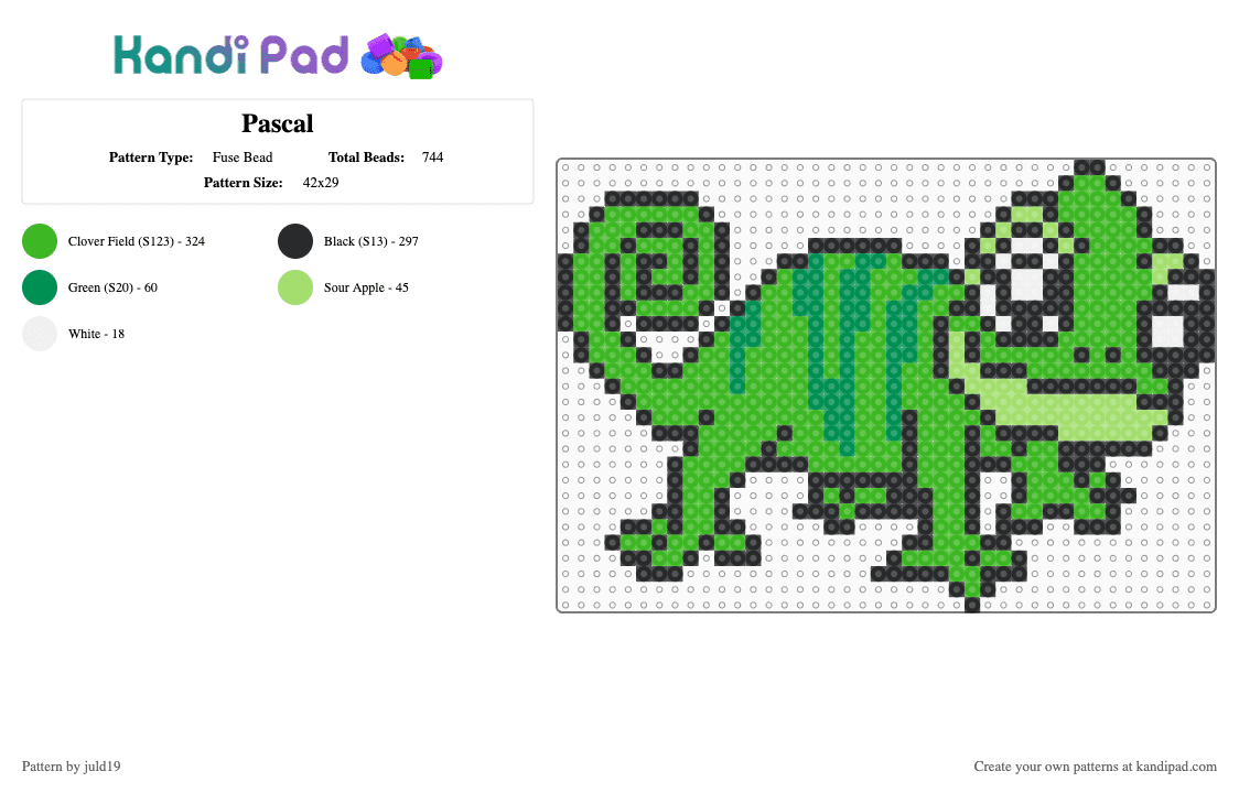 Pascal - Fuse Bead Pattern by juld19 on Kandi Pad - green, pascal, tangled