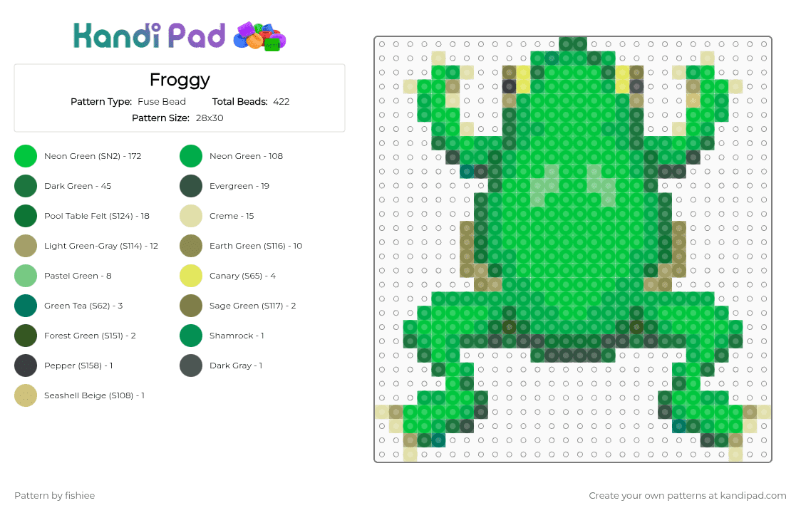Froggy - Fuse Bead Pattern by fishiee on Kandi Pad - green