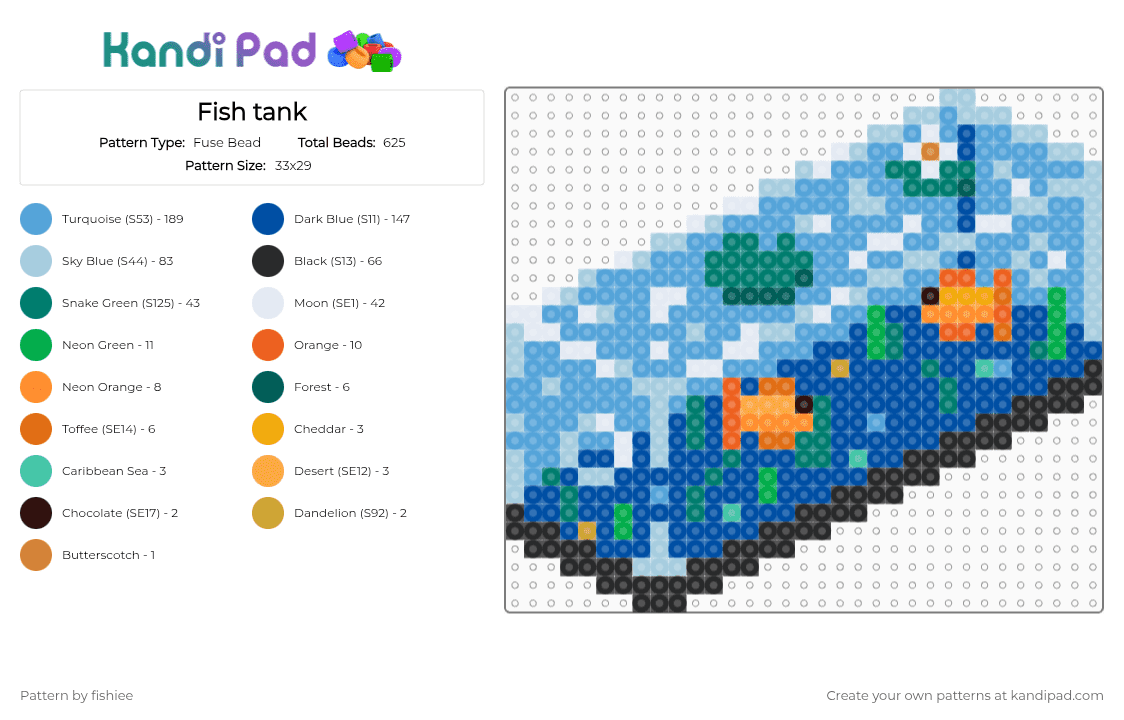 Fish tank - Fuse Bead Pattern by fishiee on Kandi Pad - light blue,blue