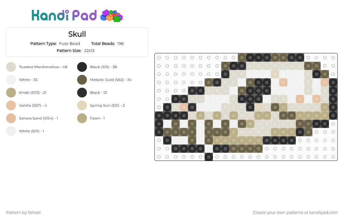 Skull - Fuse Bead Pattern by fishiee on Kandi Pad - beige, tan