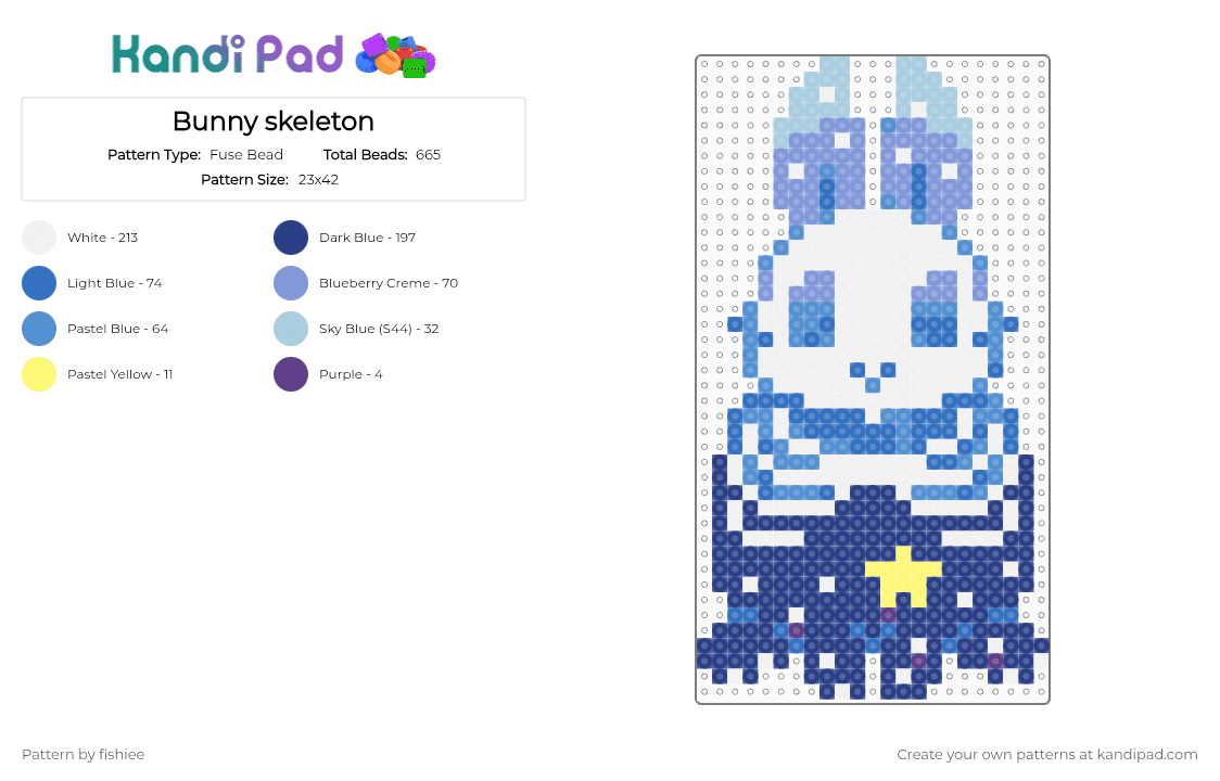 Bunny skeleton - Fuse Bead Pattern by fishiee on Kandi Pad - light blue,blue