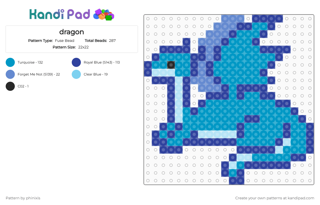 Dragon Fuse Bead Pattern - Kandi Pad | Kandi Patterns, Fuse Bead ...