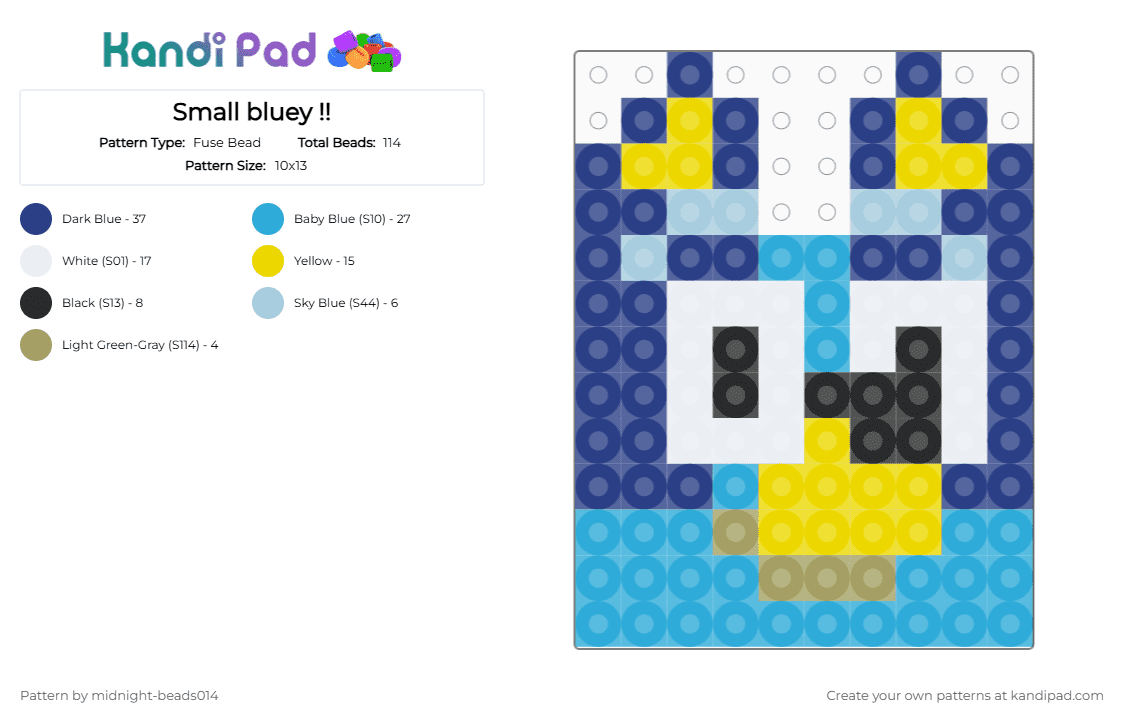 Small bluey !! - Fuse Bead Pattern by midnight-beads014 on Kandi Pad - blue,light blue,bluey,bluey small,bluey fuse beads,bluey hama beads,bluey perler beads