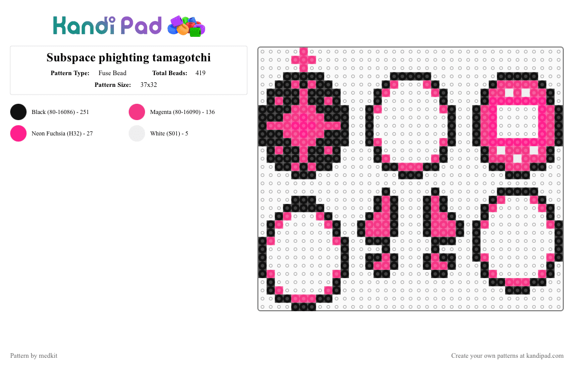 Subspace phighting tamagotchi - Fuse Bead Pattern by medkit on Kandi Pad - pink,phighting,tamagotchi,subspace