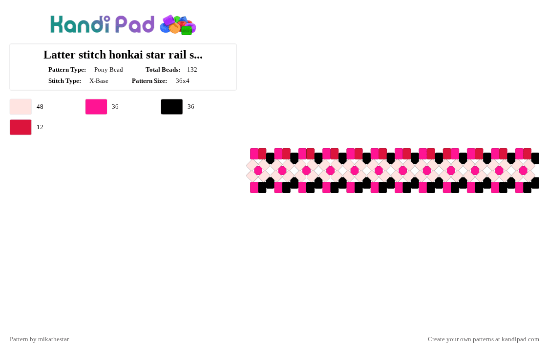 Latter stitch honkai star rail sparkle - Pony Bead Pattern by deleted_user_795073 on Kandi Pad - pink,cotdcompasses
