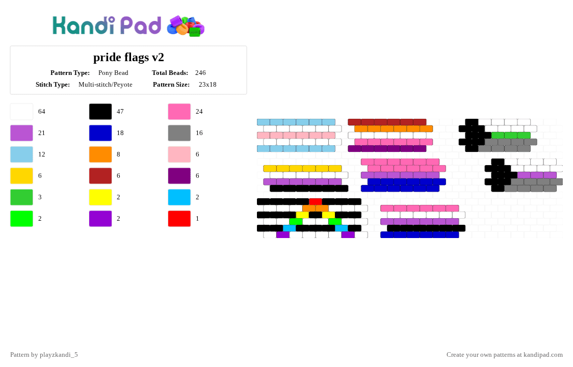 pride flags v2 - Pony Bead Pattern by playzkandi_5 on Kandi Pad - pink,purple,gray