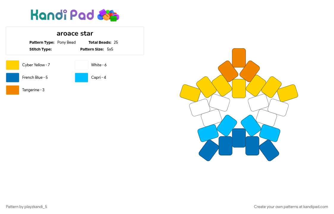 aroace star - Pony Bead Pattern by playzkandi_5 on Kandi Pad - blue, yellow