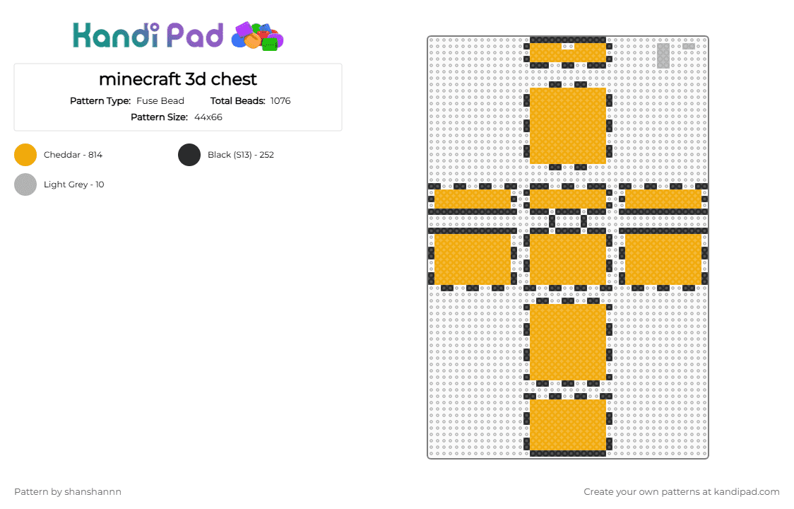 minecraft 3d chest - Fuse Bead Pattern by shanshannn on Kandi Pad - orange