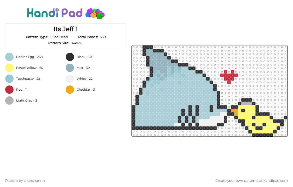 Its Jeff 1 - Fuse Bead Pattern by shanshannn on Kandi Pad - light blue